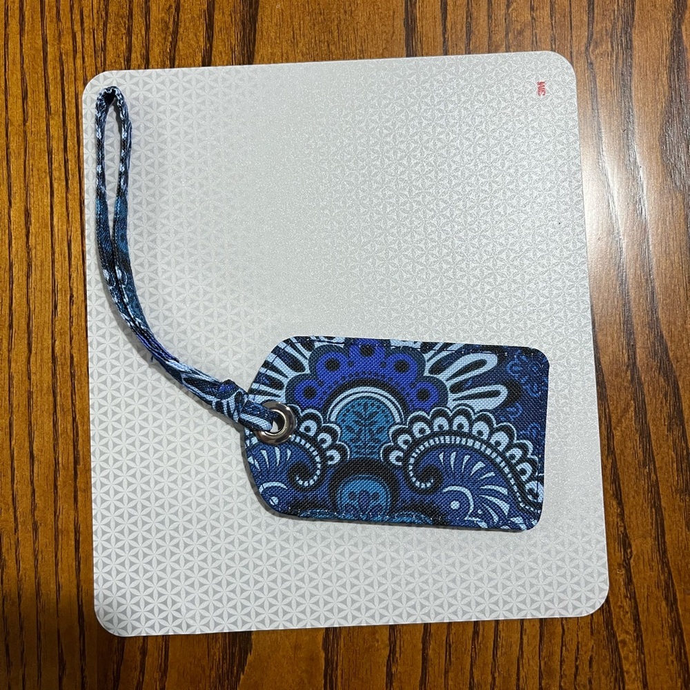Vera Bradley Blue and Black Floral ID Case/luggage tag